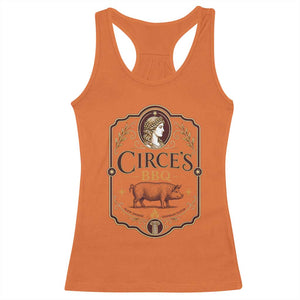 Circes BBQ Funny Greek Mythology Dark Humor Racerback Tank Top Slow Smoked Legendary Flavor Odysseus Pigs Odyssey Parody
