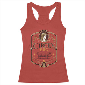 Circes BBQ Funny Greek Mythology Dark Humor Racerback Tank Top Slow Smoked Legendary Flavor Odysseus Pigs Odyssey Parody
