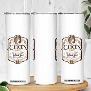 Circes BBQ Funny Greek Mythology Dark Humor Skinny Tumbler Slow Smoked Legendary Flavor Odysseus Pigs Odyssey Parody