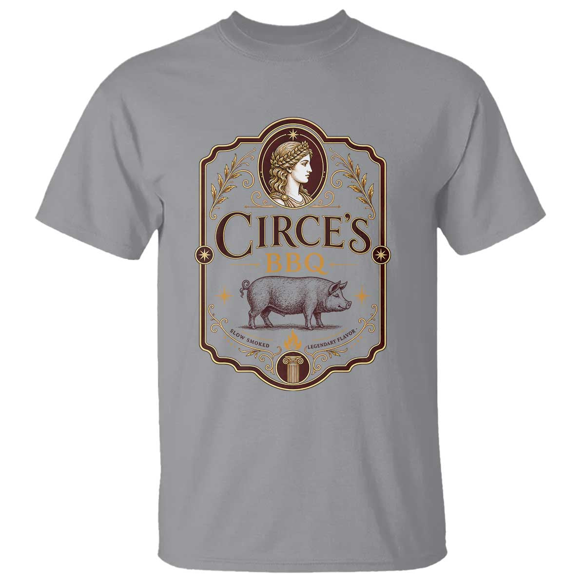 Circes BBQ Funny Greek Mythology Dark Humor T Shirt Slow Smoked Legendary Flavor Odysseus Pigs Odyssey Parody