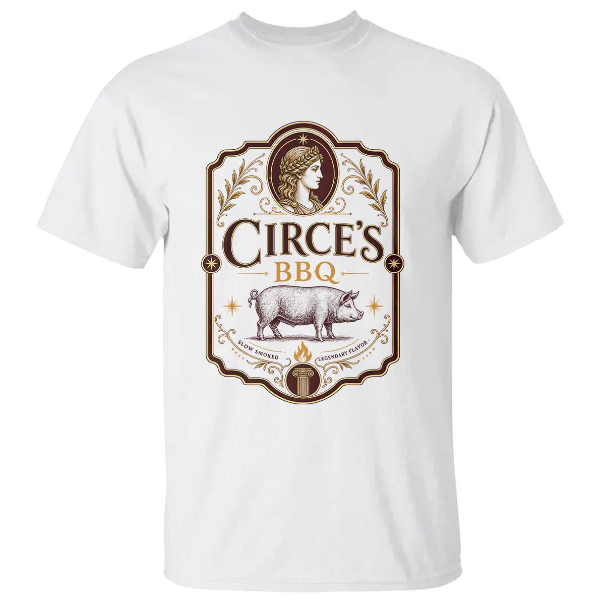 Circes BBQ Funny Greek Mythology Dark Humor T Shirt Slow Smoked Legendary Flavor Odysseus Pigs Odyssey Parody