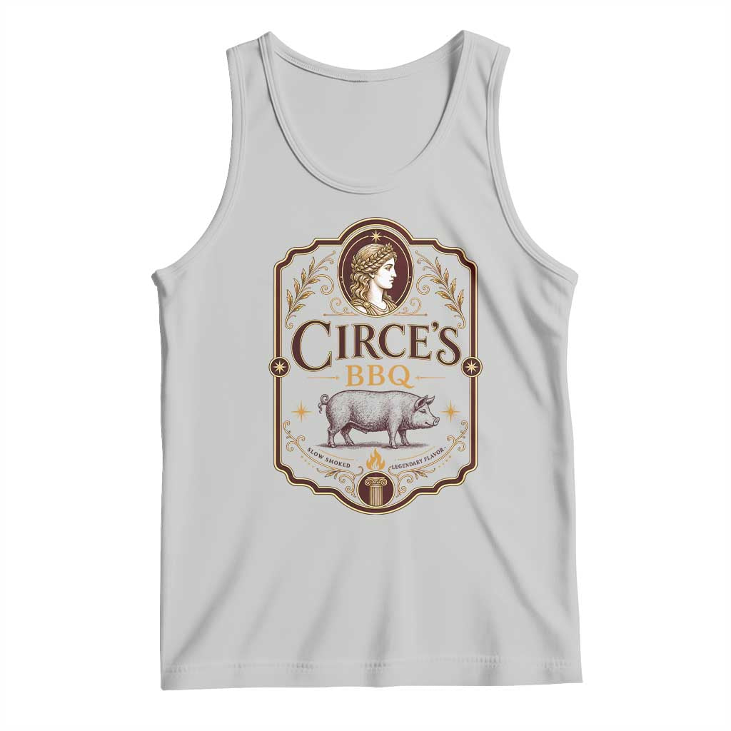 Circes BBQ Funny Greek Mythology Dark Humor Tank Top Slow Smoked Legendary Flavor Odysseus Pigs Odyssey Parody