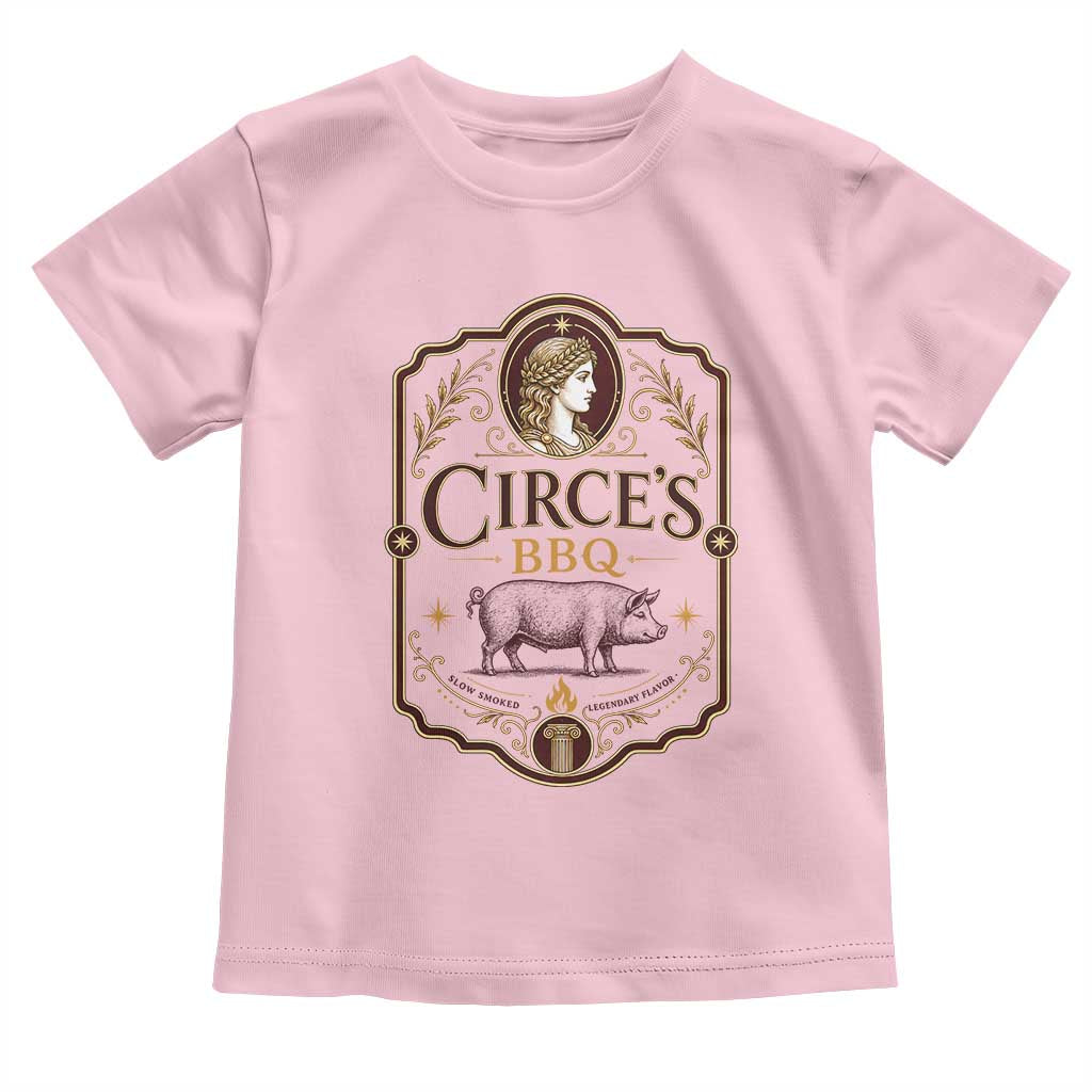 Circes BBQ Funny Greek Mythology Dark Humor Toddler T Shirt Slow Smoked Legendary Flavor Odysseus Pigs Odyssey Parody