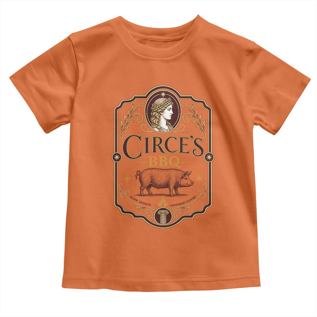 Circes BBQ Funny Greek Mythology Dark Humor Toddler T Shirt Slow Smoked Legendary Flavor Odysseus Pigs Odyssey Parody
