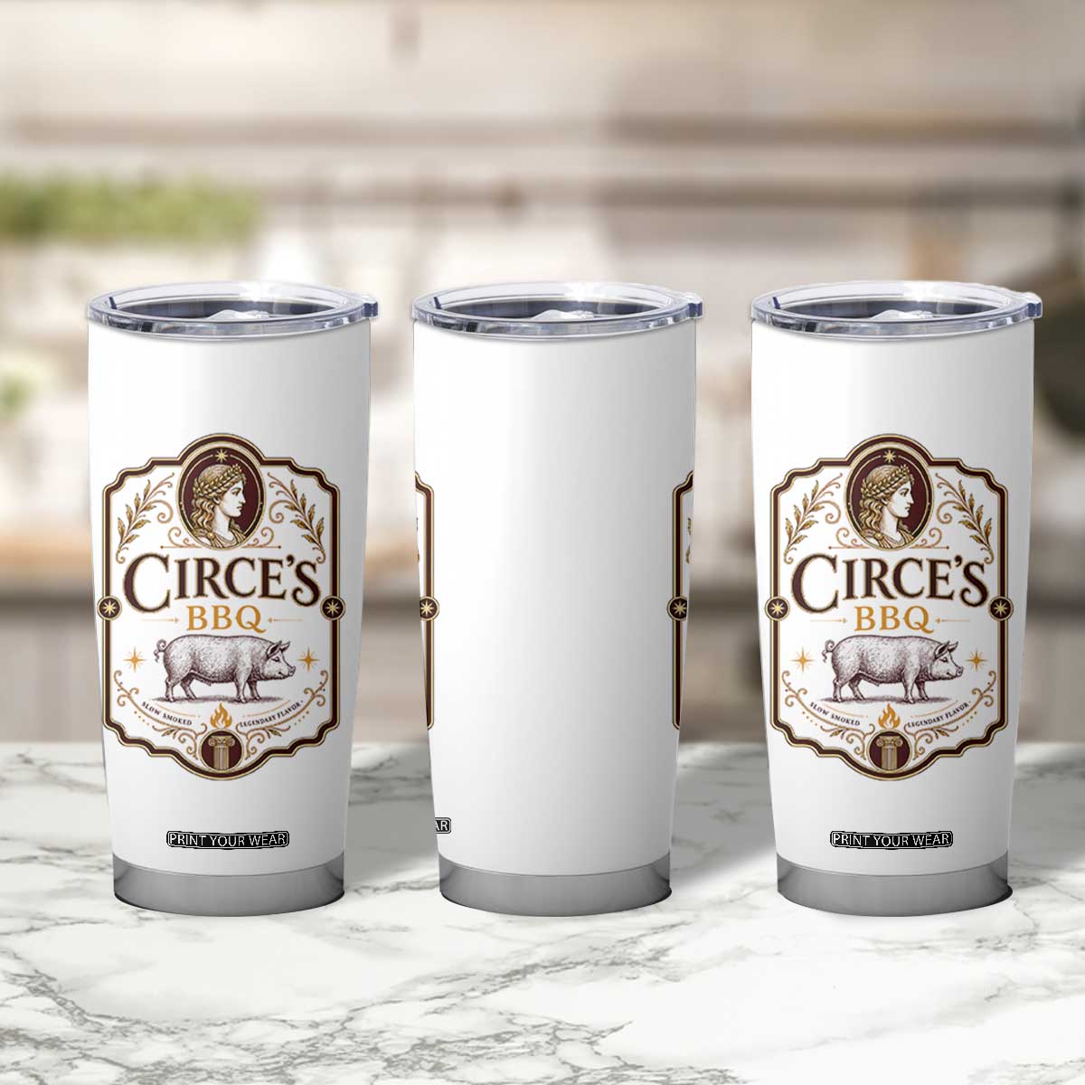 Circes BBQ Funny Greek Mythology Dark Humor Tumbler Cup Slow Smoked Legendary Flavor Odysseus Pigs Odyssey Parody