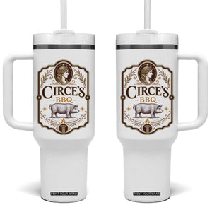 Circes BBQ Funny Greek Mythology Dark Humor Tumbler With Handle Slow Smoked Legendary Flavor Odysseus Pigs Odyssey Parody