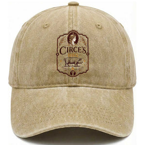Circes BBQ Funny Greek Mythology Dark Humor Washed Cotton Baseball Cap Slow Smoked Legendary Flavor Odysseus Pigs Odyssey Parody