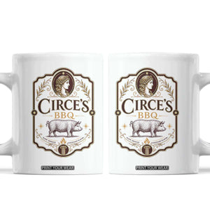Circes BBQ Funny Greek Mythology Dark Humor Coffee Mug Slow Smoked Legendary Flavor Odysseus Pigs Odyssey Parody