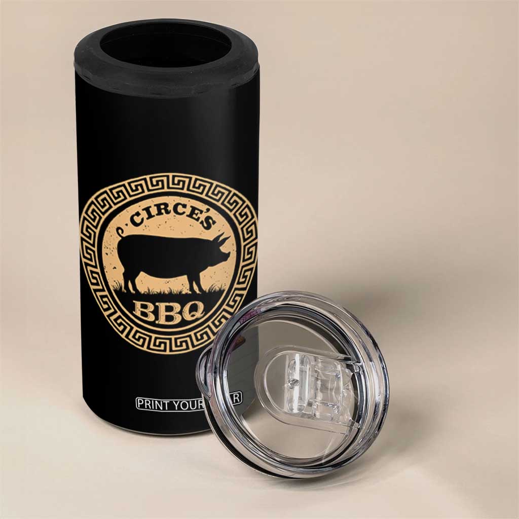 Circes BBQ Ancient Greek Mythology Dark Humor 4 in 1 Can Cooler Tumbler Odysseus Pigs Odyssey Parody History Lover Gift