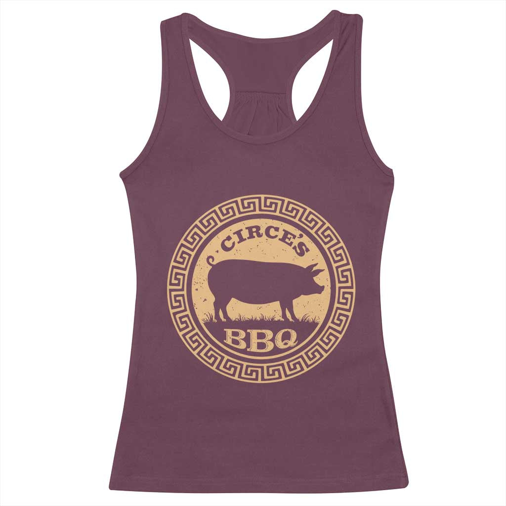 Circes BBQ Ancient Greek Mythology Dark Humor Racerback Tank Top Odysseus Pigs Odyssey Parody History Lover Gift