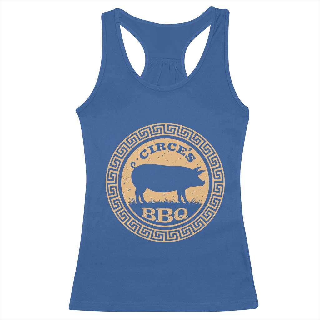 Circes BBQ Ancient Greek Mythology Dark Humor Racerback Tank Top Odysseus Pigs Odyssey Parody History Lover Gift