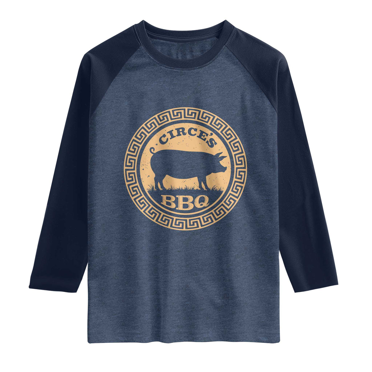 Circes BBQ Ancient Greek Mythology Dark Humor Raglan Shirt Odysseus Pigs Odyssey Parody History Lover Gift
