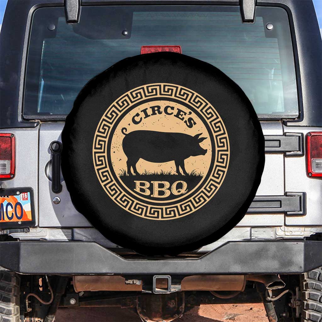 Circes BBQ Ancient Greek Mythology Dark Humor Spare Tire Cover Odysseus Pigs Odyssey Parody History Lover Gift TS02 No hole Black Print Your Wear