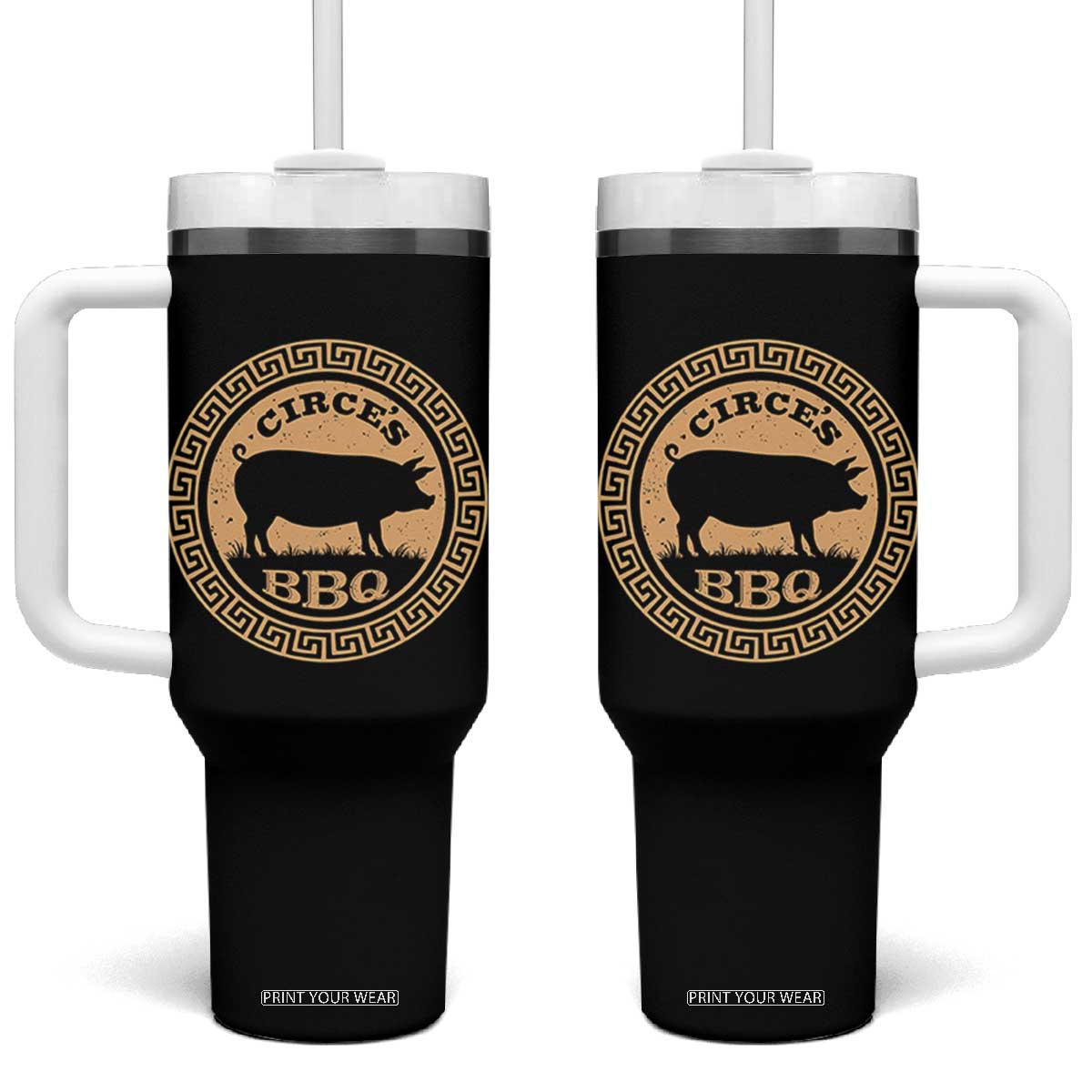 Circes BBQ Ancient Greek Mythology Dark Humor Tumbler With Handle Odysseus Pigs Odyssey Parody History Lover Gift TS02 One Size: 40 oz Black Print Your Wear