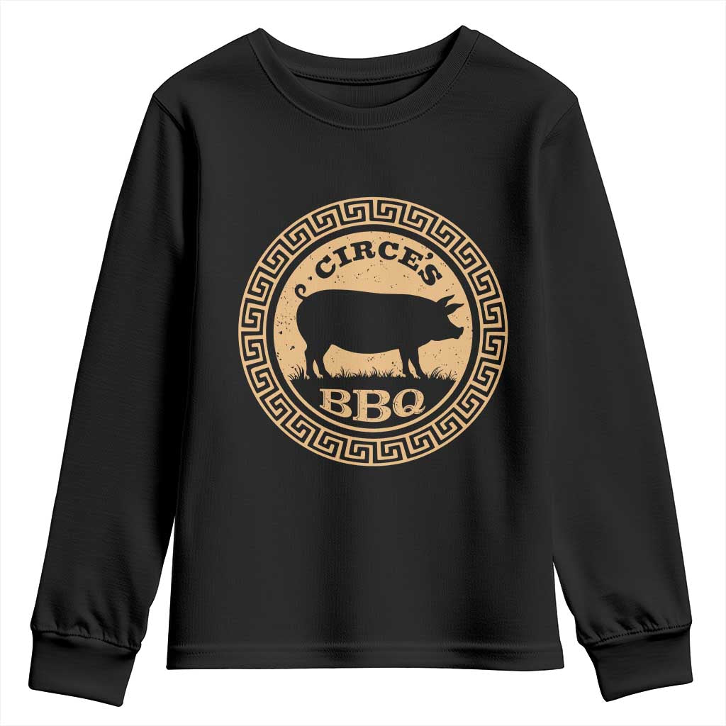 Circes BBQ Ancient Greek Mythology Dark Humor Youth Sweatshirt Odysseus Pigs Odyssey Parody History Lover Gift TS02 Black Print Your Wear