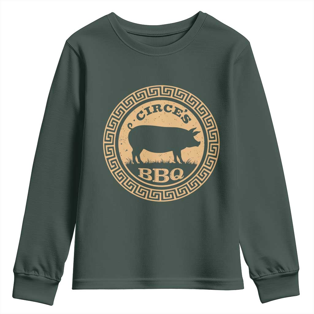 Circes BBQ Ancient Greek Mythology Dark Humor Youth Sweatshirt Odysseus Pigs Odyssey Parody History Lover Gift