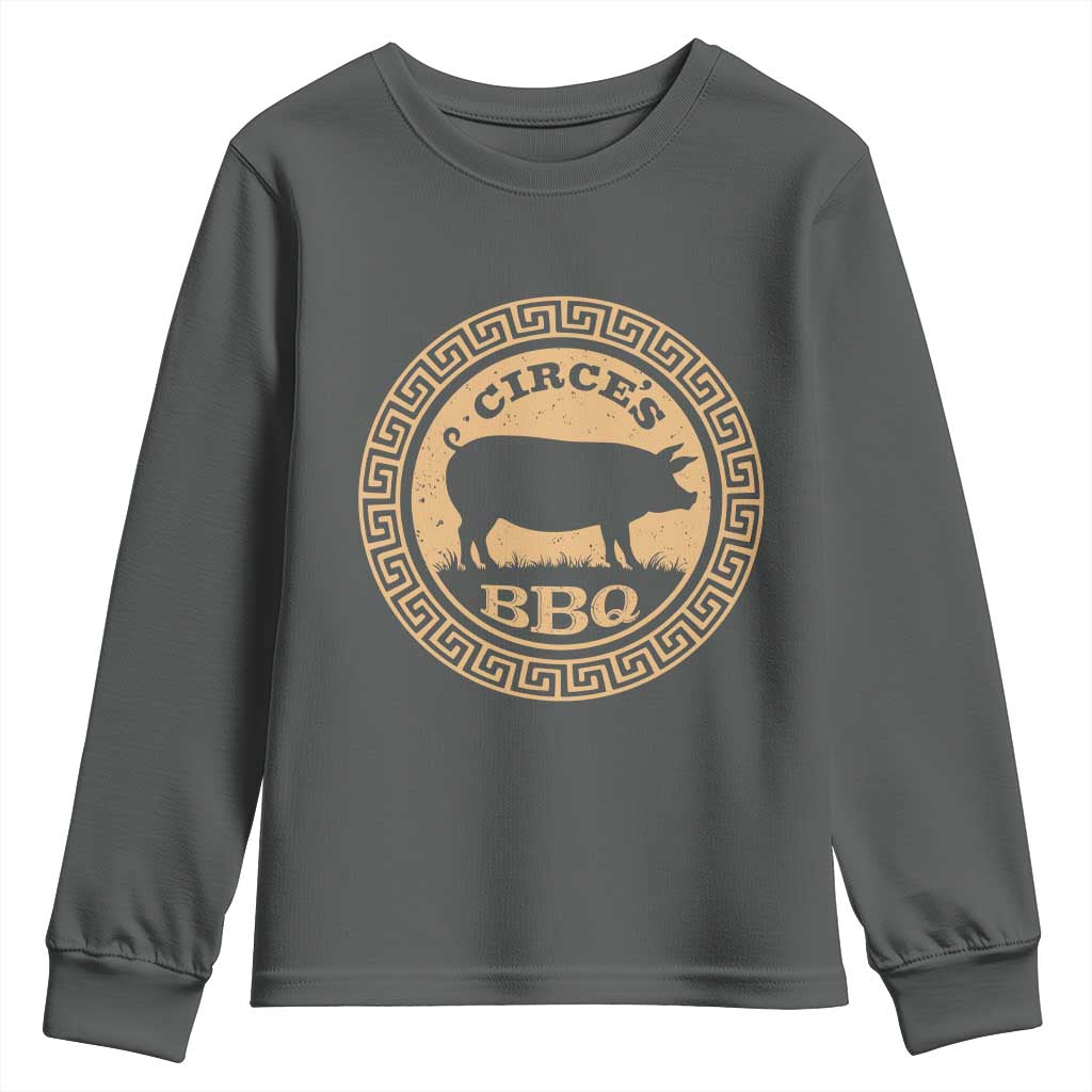 Circes BBQ Ancient Greek Mythology Dark Humor Youth Sweatshirt Odysseus Pigs Odyssey Parody History Lover Gift