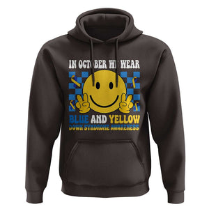 Down Syndrome Awareness Hoodie In October We Wear Blue And Yellow Support Squad TS02 Dark Chocolate Print Your Wear