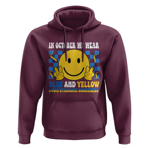 Down Syndrome Awareness Hoodie In October We Wear Blue And Yellow Support Squad TS02 Maroon Print Your Wear