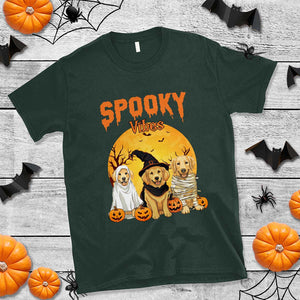 Halloween Golden Retriever T Shirt Ghost Dogs Boo Sheet Spooky Vibes TS02 Dark Forest Green Print Your Wear