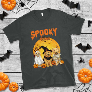 Halloween Golden Retriever T Shirt Ghost Dogs Boo Sheet Spooky Vibes TS02 Dark Heather Print Your Wear