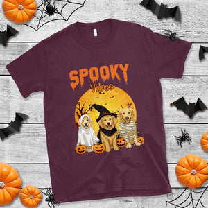 Halloween Golden Retriever T Shirt Ghost Dogs Boo Sheet Spooky Vibes TS02 Maroon Print Your Wear