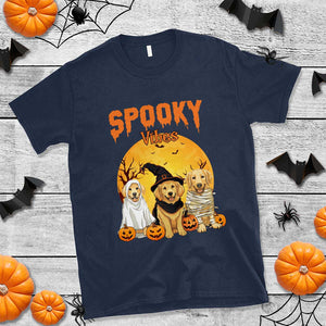 Halloween Golden Retriever T Shirt Ghost Dogs Boo Sheet Spooky Vibes TS02 Navy Print Your Wear
