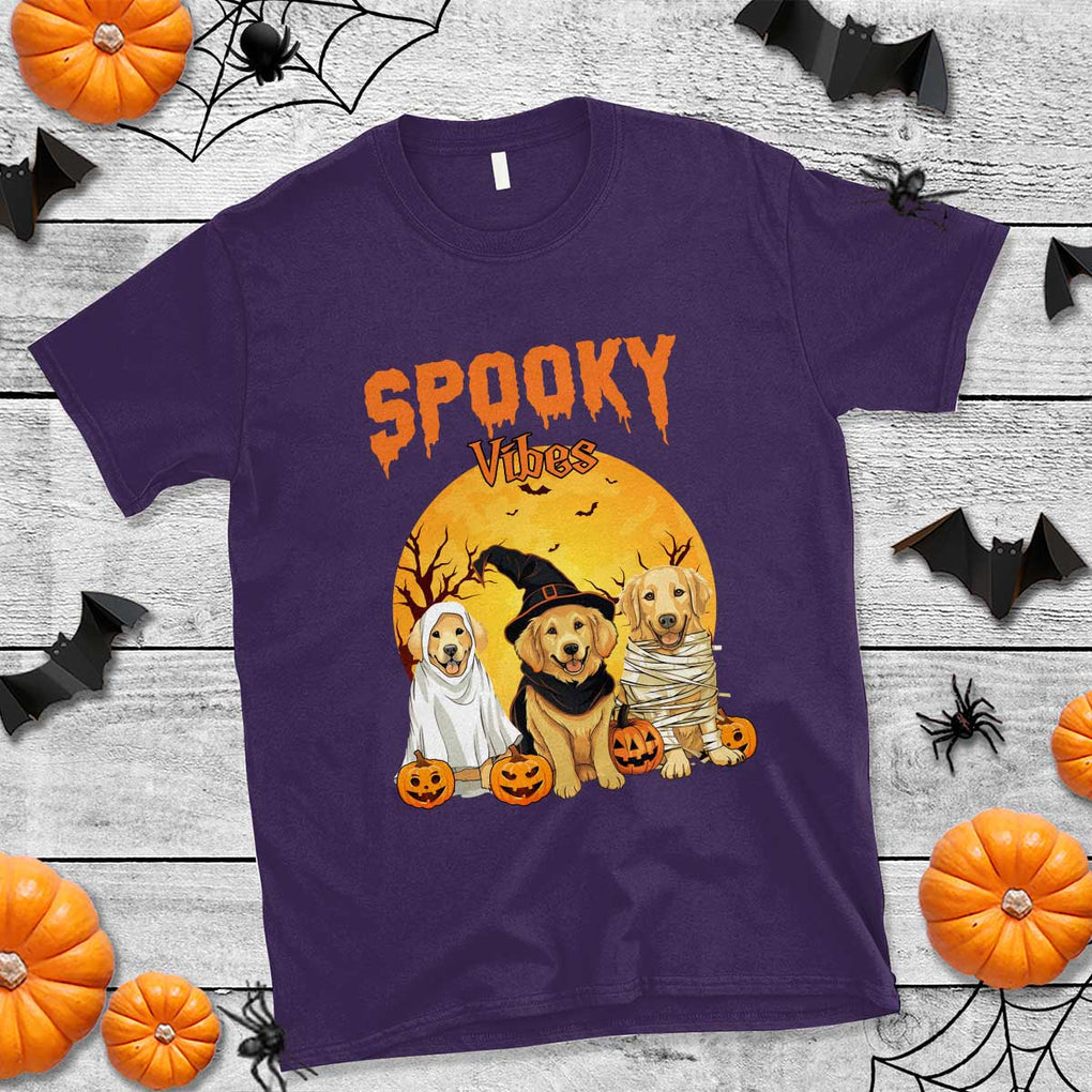Halloween Golden Retriever T Shirt Ghost Dogs Boo Sheet Spooky Vibes TS02 Purple Print Your Wear