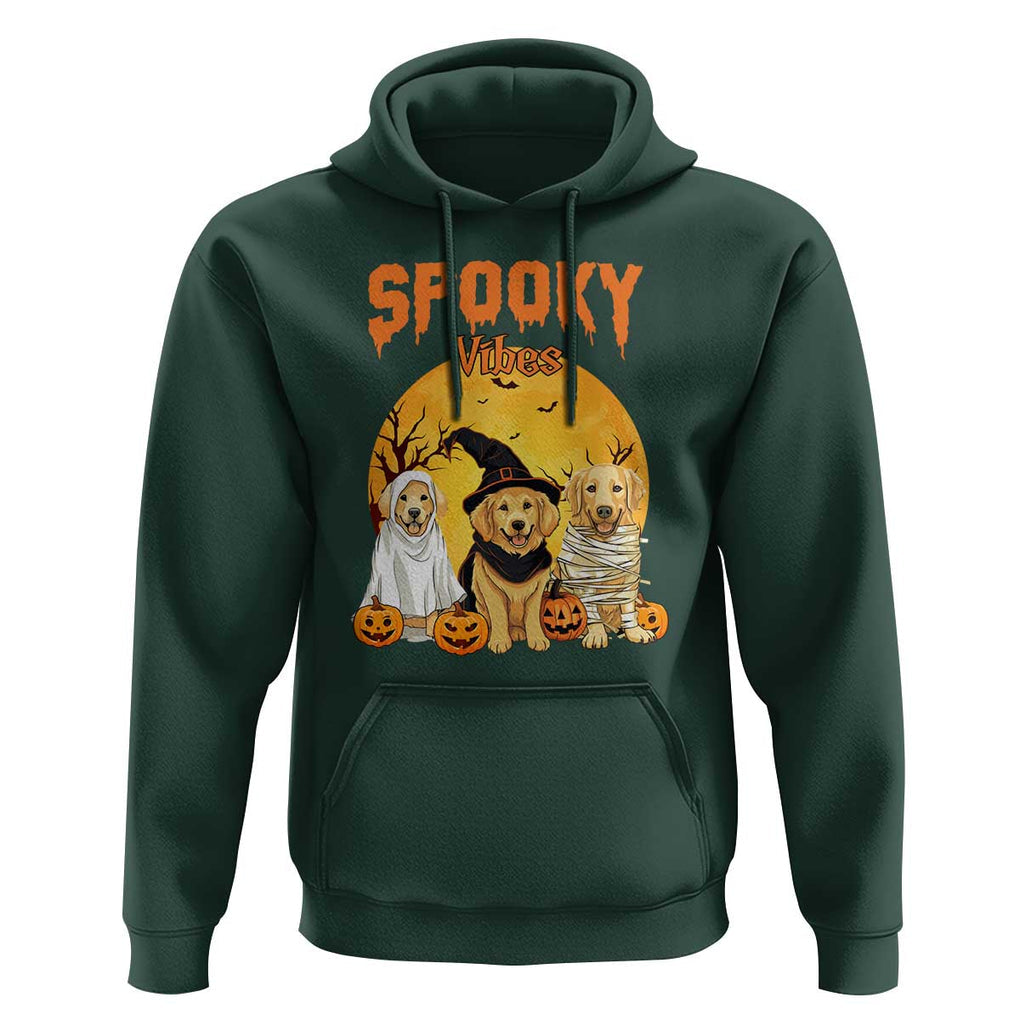 Halloween Golden Retriever Hoodie Ghost Dogs Boo Sheet Spooky Vibes TS02 Dark Forest Green Print Your Wear
