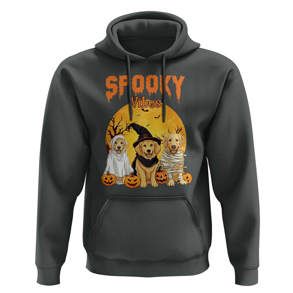 Halloween Golden Retriever Hoodie Ghost Dogs Boo Sheet Spooky Vibes TS02 Dark Heather Print Your Wear