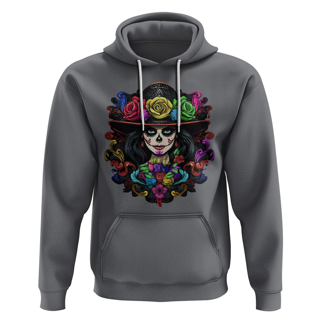 Day of the Dead Hoodie Dia De Los Muertos Sugar Skull Women La Catrina TS02 Charcoal Printyourwear