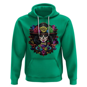 Day of the Dead Hoodie Dia De Los Muertos Sugar Skull Women La Catrina TS02 Irish Green Printyourwear