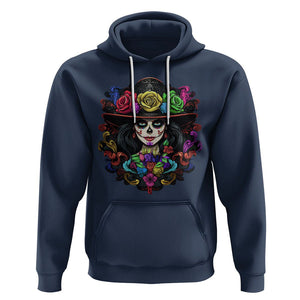 Day of the Dead Hoodie Dia De Los Muertos Sugar Skull Women La Catrina TS02 Navy Printyourwear