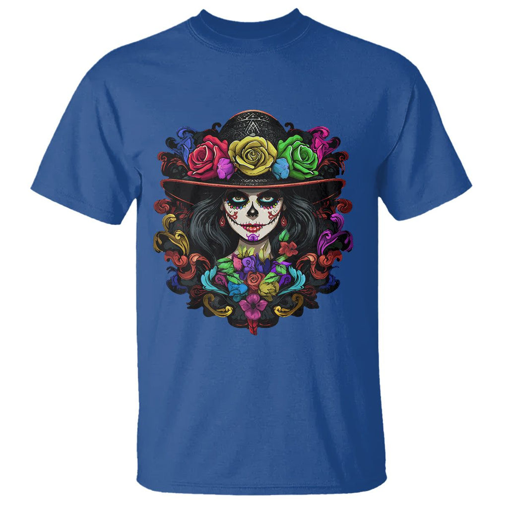 Day of the Dead T Shirt Dia De Los Muertos Sugar Skull Women La Catrina TS02 Royal Blue Printyourwear