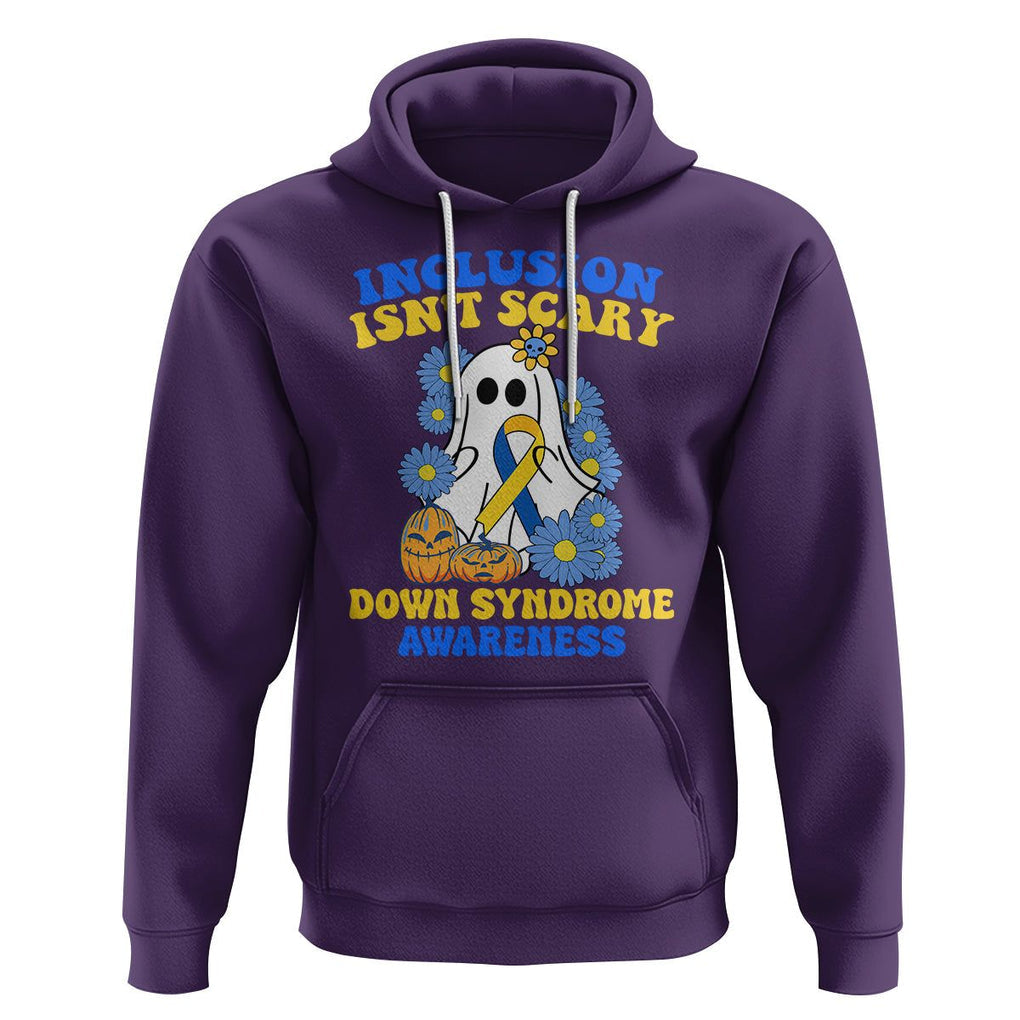 Down Syndrome Awareness Hoodie Inclusion Isn't Scary Halloween Ghost Boo Sheet Support Squad TS02 Purple Printyourwear