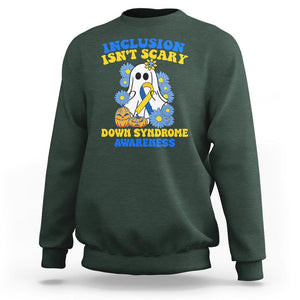 Down Syndrome Awareness Sweatshirt Inclusion Isn't Scary Halloween Ghost Boo Sheet Support Squad TS02 Dark Forest Green Printyourwear