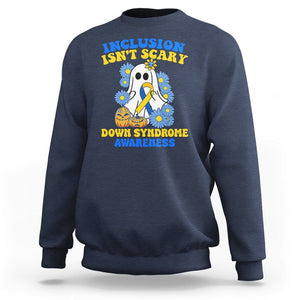 Down Syndrome Awareness Sweatshirt Inclusion Isn't Scary Halloween Ghost Boo Sheet Support Squad TS02 Navy Printyourwear