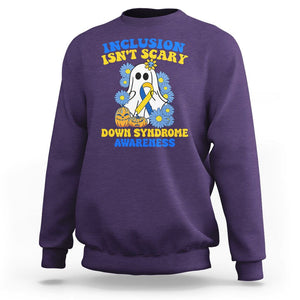 Down Syndrome Awareness Sweatshirt Inclusion Isn't Scary Halloween Ghost Boo Sheet Support Squad TS02 Purple Printyourwear