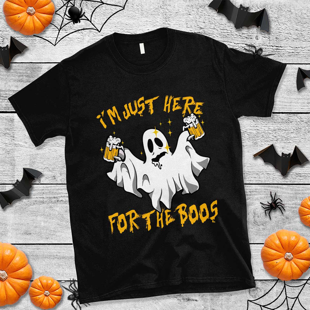 Ghost Halloween Costume T Shirt I'm Just Here For The Boos Drunk Drinking Boo Sheet TS02 Black Print Your Wear