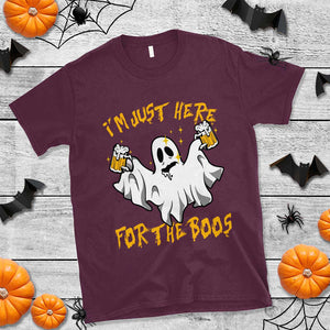 Ghost Halloween Costume T Shirt I'm Just Here For The Boos Drunk Drinking Boo Sheet TS02 Maroon Print Your Wear