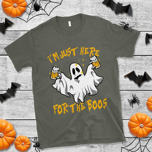 Ghost Halloween Costume T Shirt I'm Just Here For The Boos Drunk Drinking Boo Sheet TS02 Military Green Print Your Wear