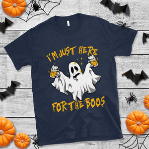 Ghost Halloween Costume T Shirt I'm Just Here For The Boos Drunk Drinking Boo Sheet TS02 Navy Print Your Wear