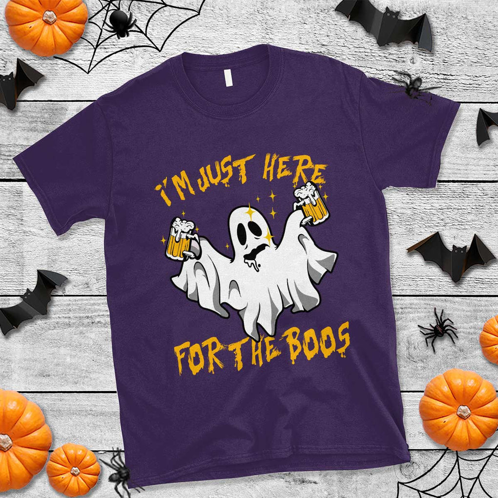 Ghost Halloween Costume T Shirt I'm Just Here For The Boos Drunk Drinking Boo Sheet TS02 Purple Print Your Wear