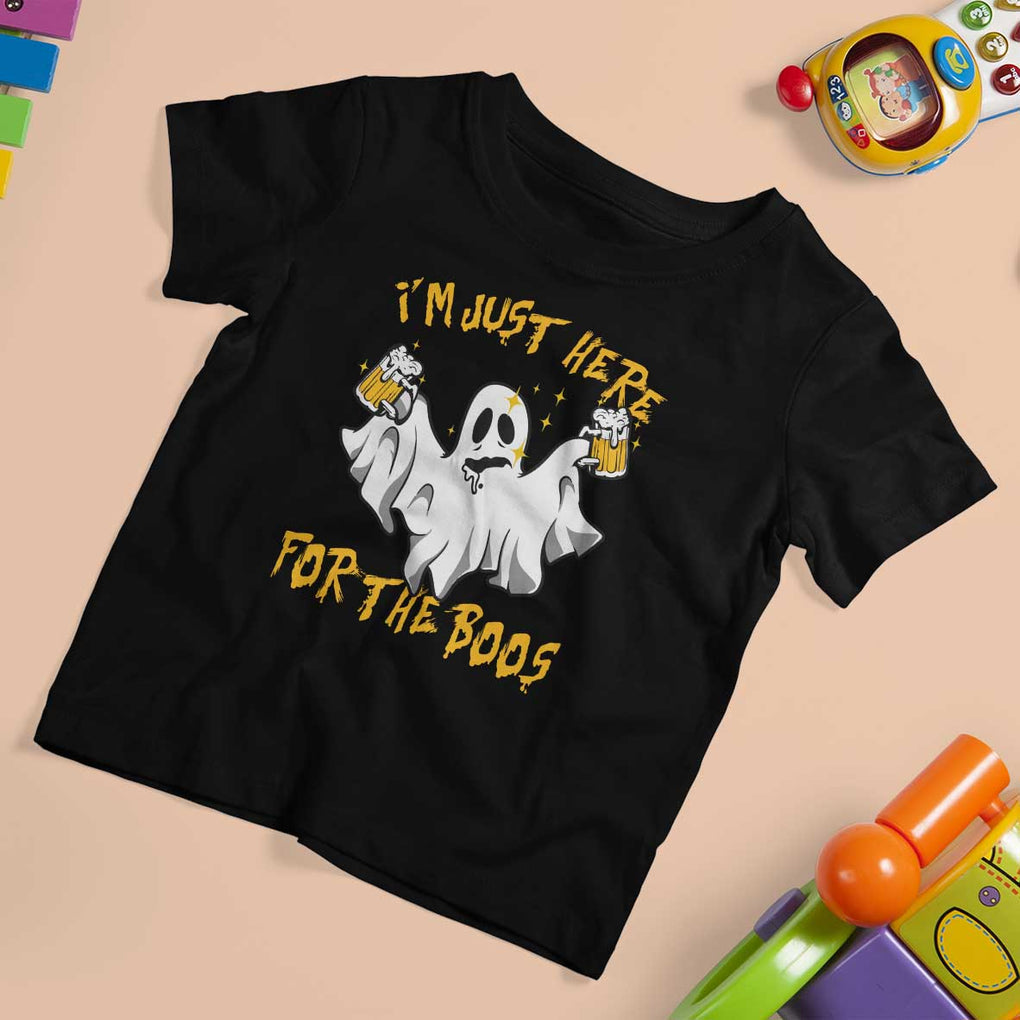 Ghost Halloween Costume T Shirt For Kid I'm Just Here For The Boos Drunk Drinking Boo Sheet TS02 Black Print Your Wear