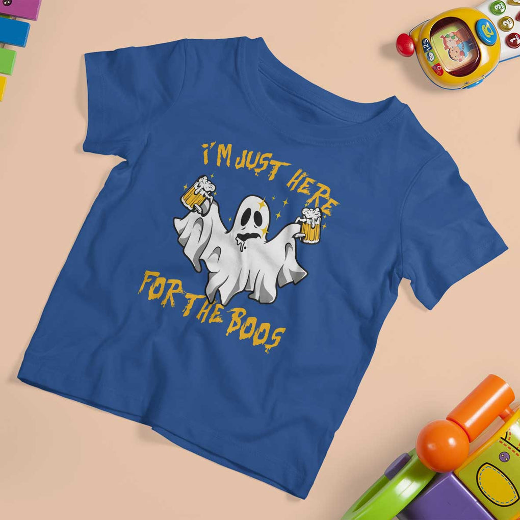 Ghost Halloween Costume T Shirt For Kid I'm Just Here For The Boos Drunk Drinking Boo Sheet TS02 Royal Blue Print Your Wear