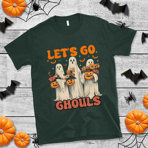 Ghost Halloween Costume T Shirt Let's Go Ghouls Retro Boo Sheet TS02 Dark Forest Green Print Your Wear