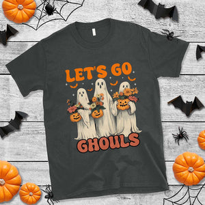 Ghost Halloween Costume T Shirt Let's Go Ghouls Retro Boo Sheet TS02 Dark Heather Print Your Wear