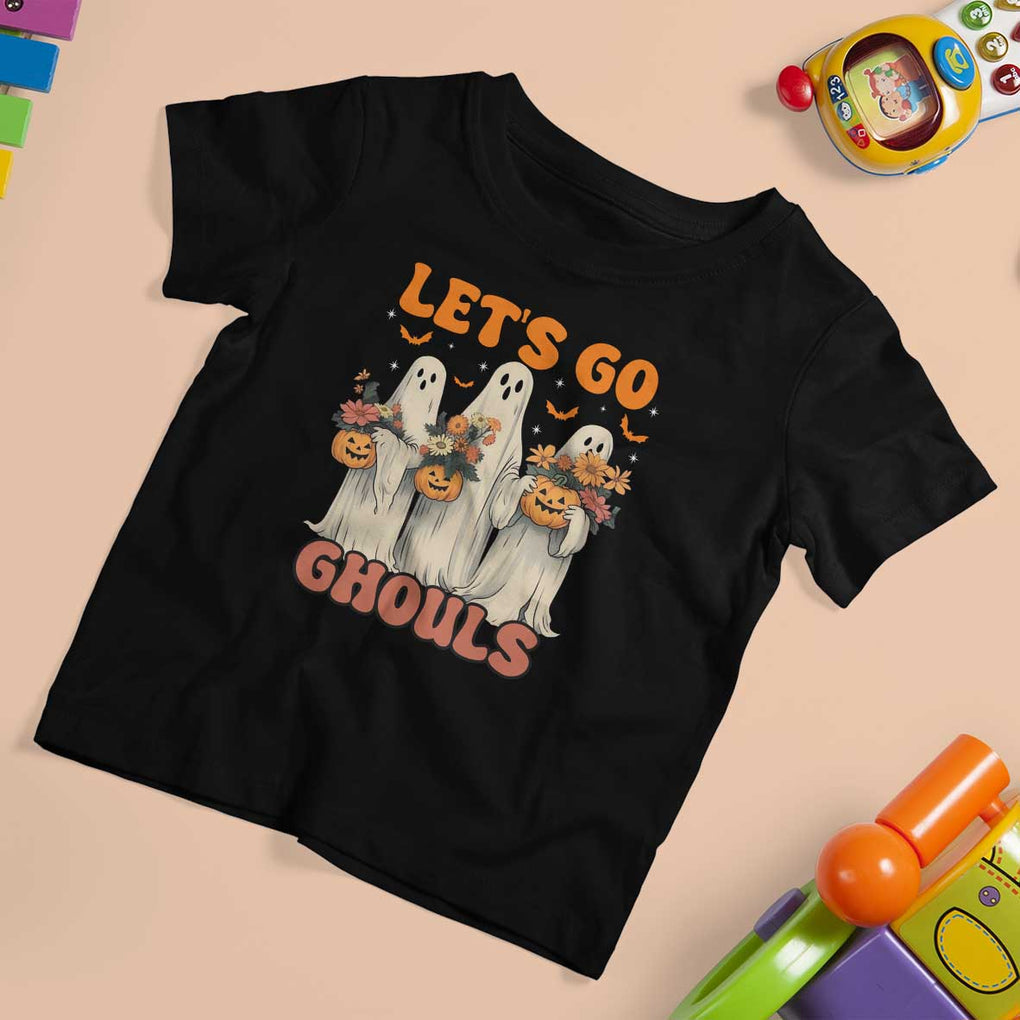 Ghost Halloween Costume T Shirt For Kid Let's Go Ghouls Retro Boo Sheet TS02 Black Print Your Wear