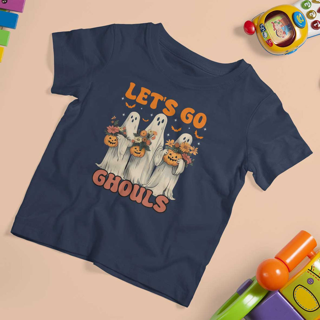 Ghost Halloween Costume T Shirt For Kid Let's Go Ghouls Retro Boo Sheet TS02 Navy Print Your Wear