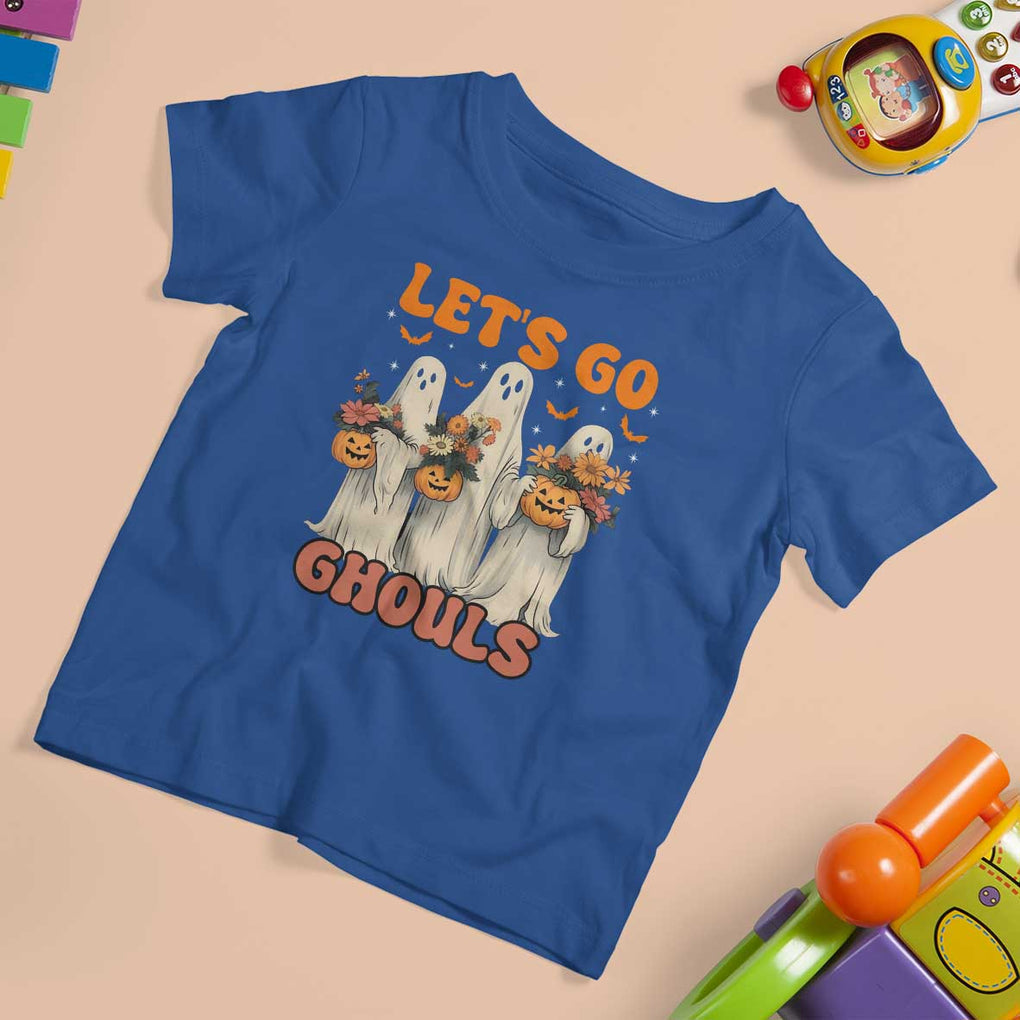 Ghost Halloween Costume T Shirt For Kid Let's Go Ghouls Retro Boo Sheet TS02 Royal Blue Print Your Wear